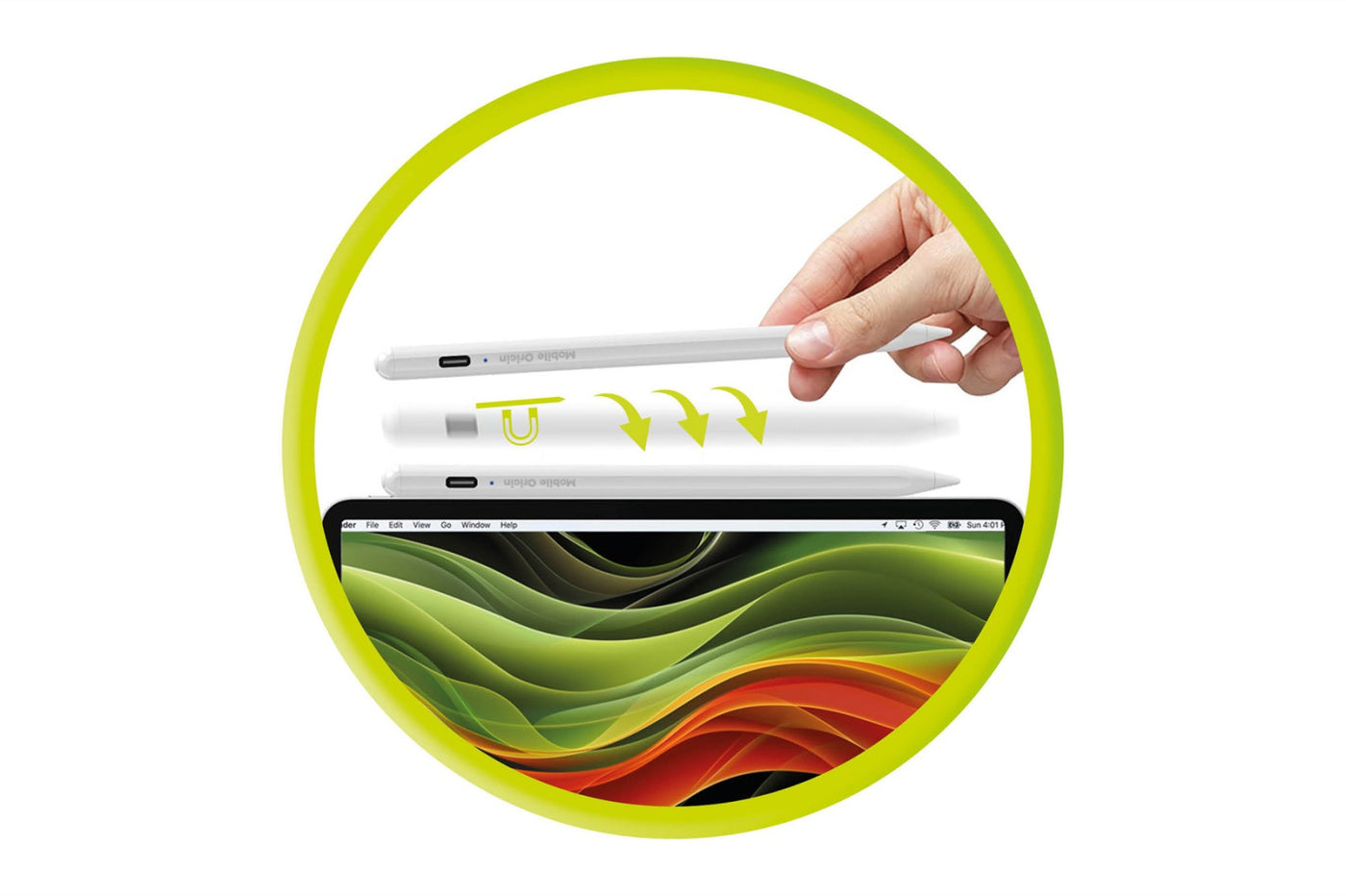 Aktivní stylus pero PE1, USB-C, Bílá