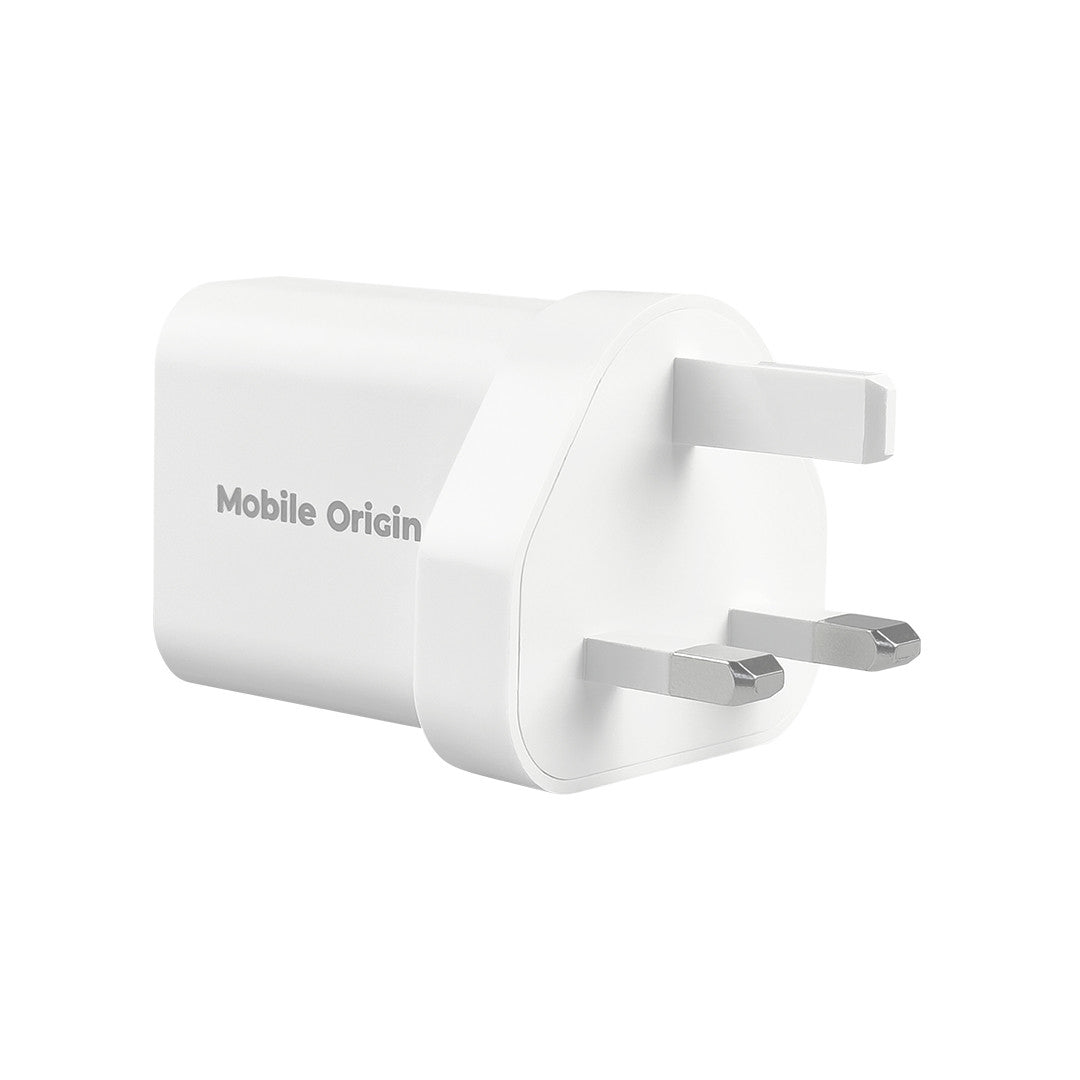 Cestovní nabíječka GaN USB-C + USB-A MO14, 30W, EU/USA/UK/AUS, Bílá