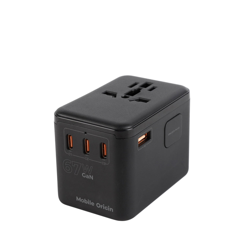 Cestovní Adaptér GaN 67W PW5 EU/UK/US/AUS, 3x USB-C + USB-A