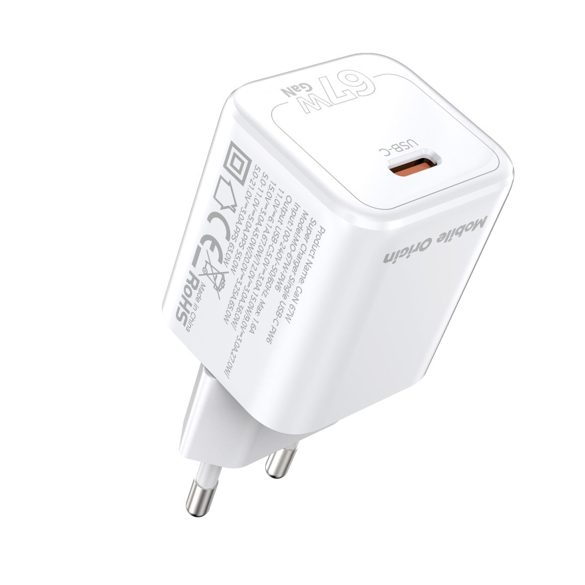 GaN Wall Charger USB-C PW6, 67W, White