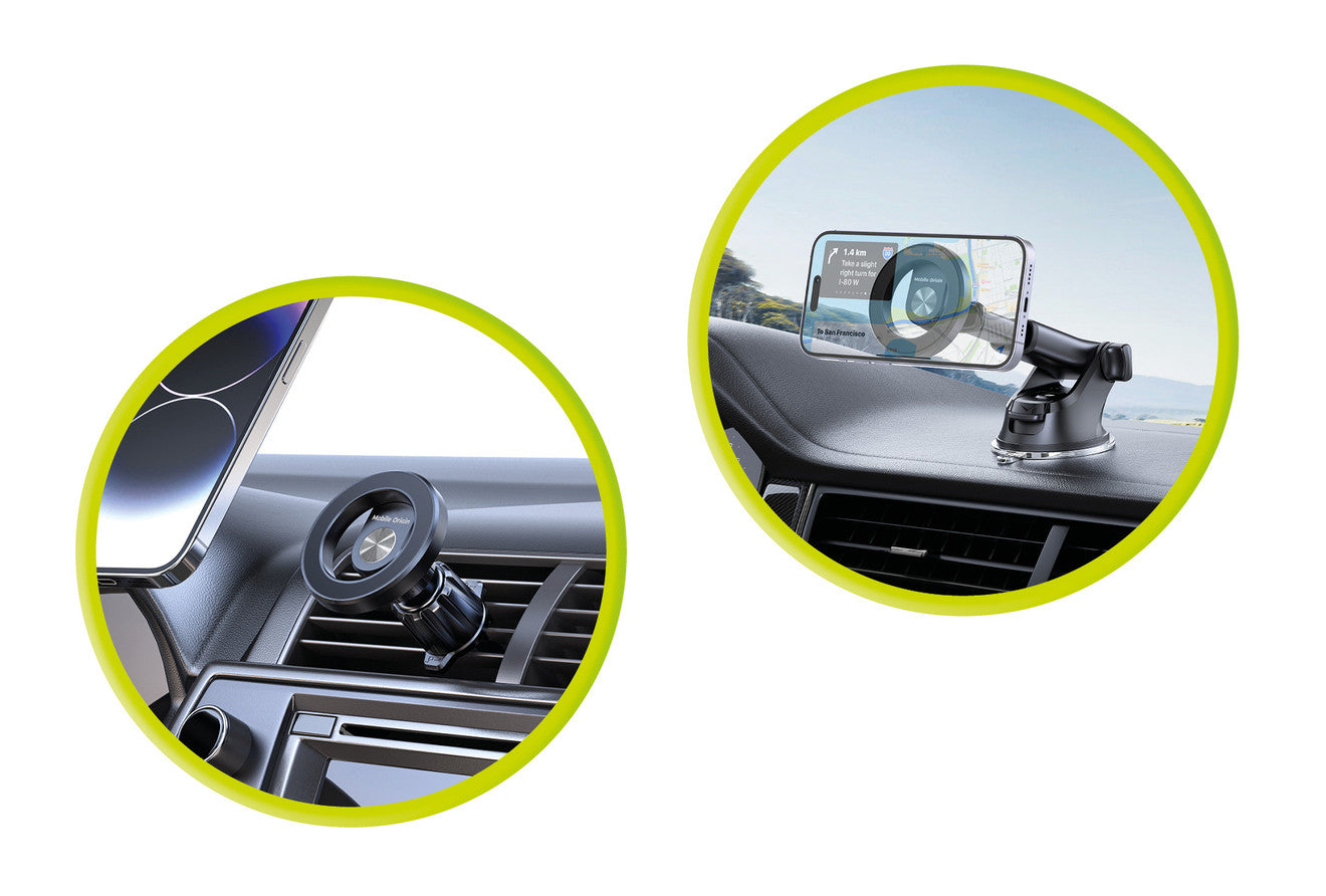 Magnetický držák do auta 2v1 MagSafe MO21, deska/ventilace, Černá