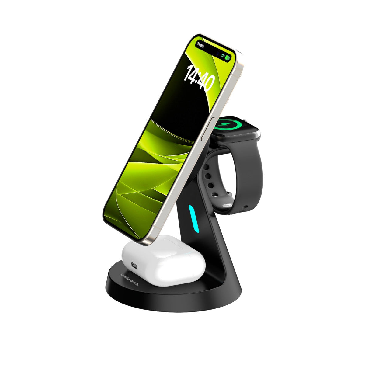 Wireless Magnetic Stand 3-in-1 MagSafe PW9, 18W, Black