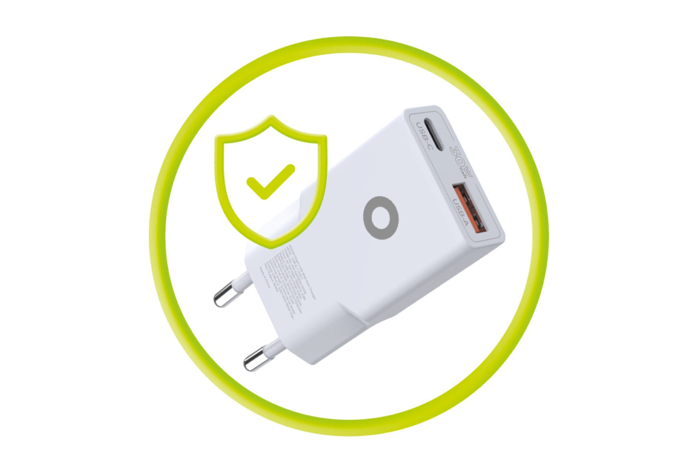 Wall Charger GaN Slim USB-C + USB-A MO16, 30W, White