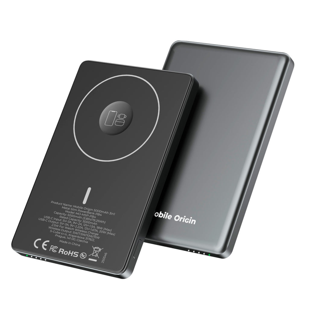 Bezdrátová PowerBanka 3v1 Metal Slim 5000mAh PB4