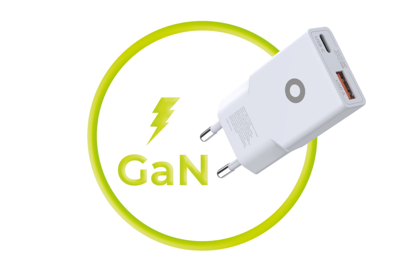 Wall Charger GaN Slim USB-C + USB-A MO16, 30W, White