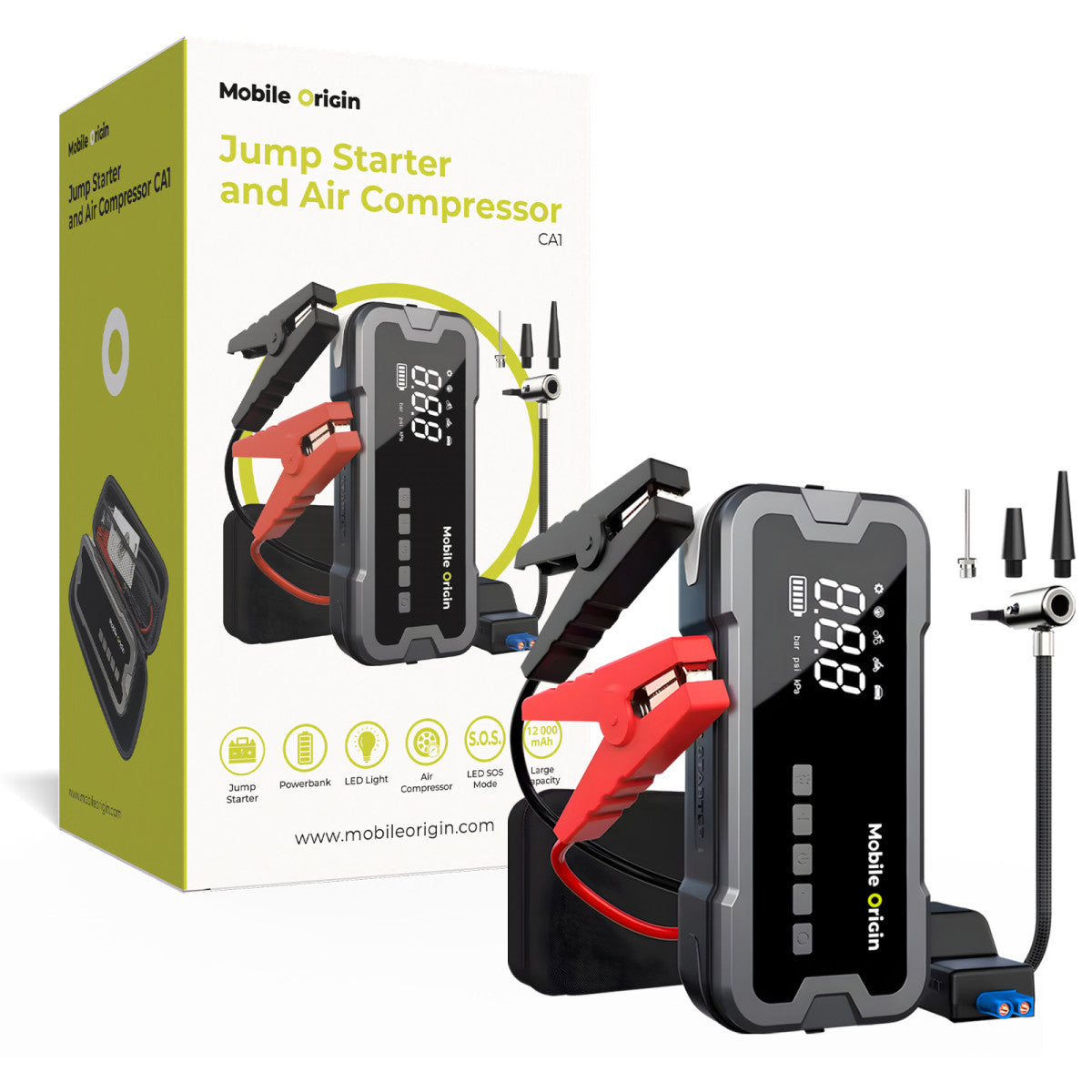 Jump Starter and Air Compressor CA1, with Display