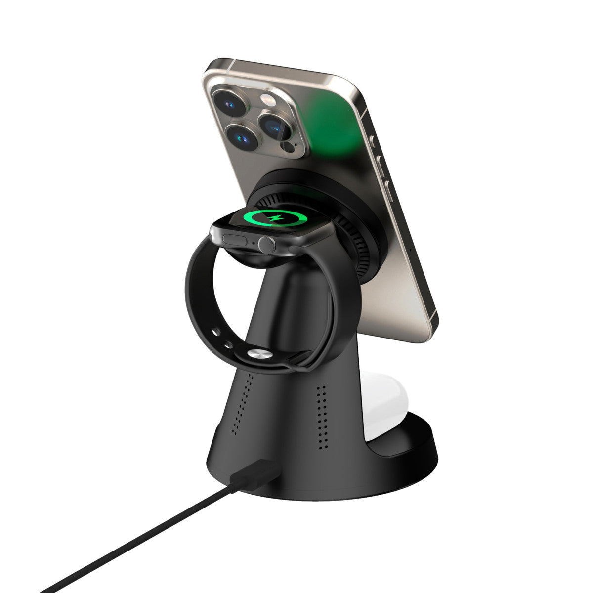 Wireless Magnetic Stand 3-in-1 MagSafe PW9, 18W, Black