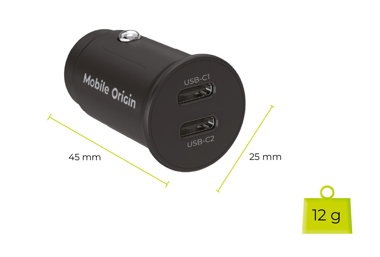 Autonabíječka 2× USB-C CA20, 30W, Černá