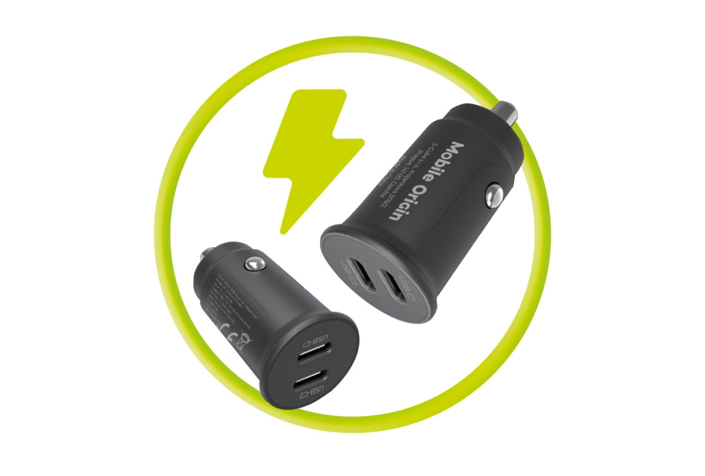 Autonabíječka 2× USB-C CA20, 30W, Černá