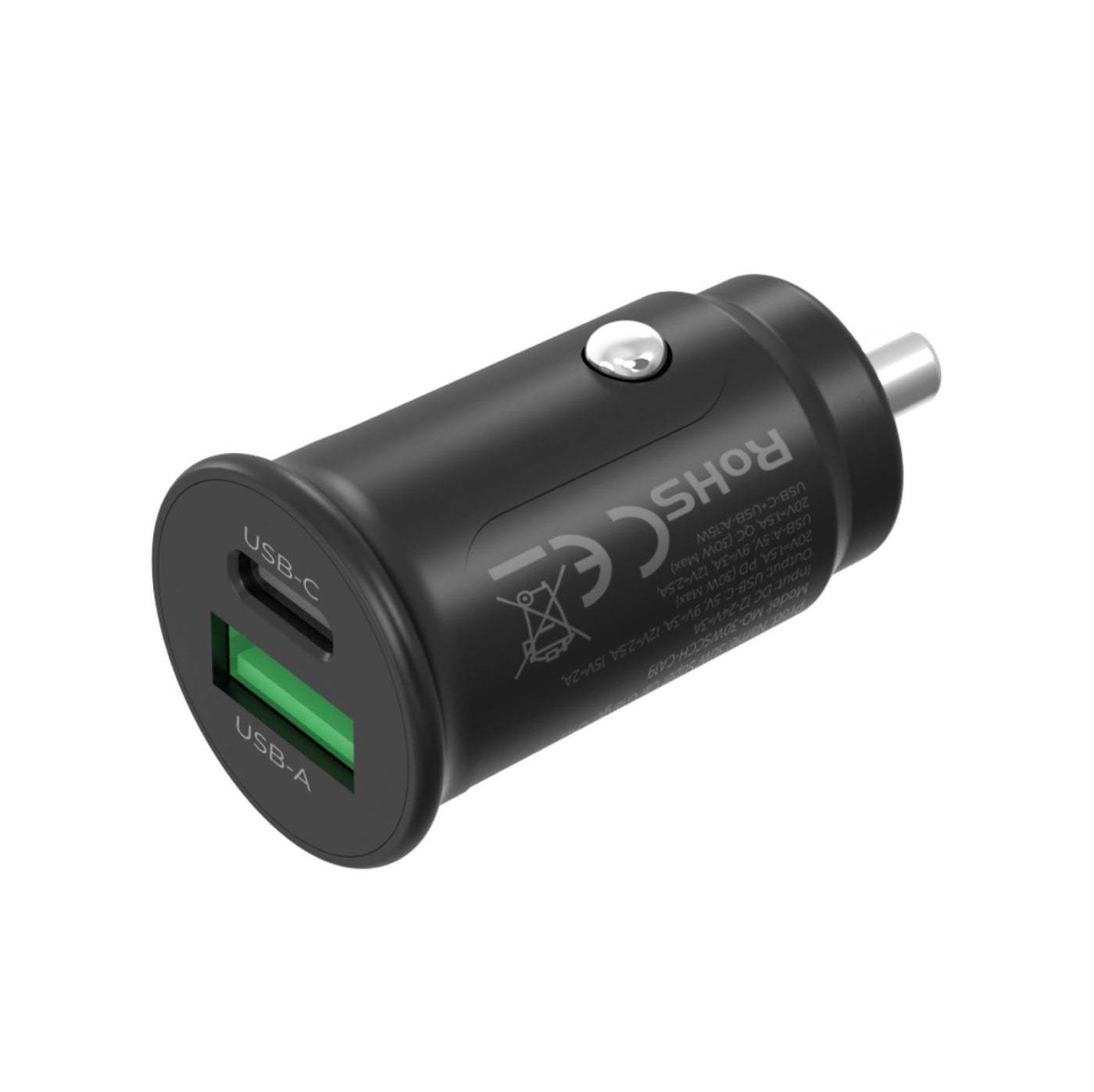 Car Charger USB-C + USB-A CA19, 30W, Black