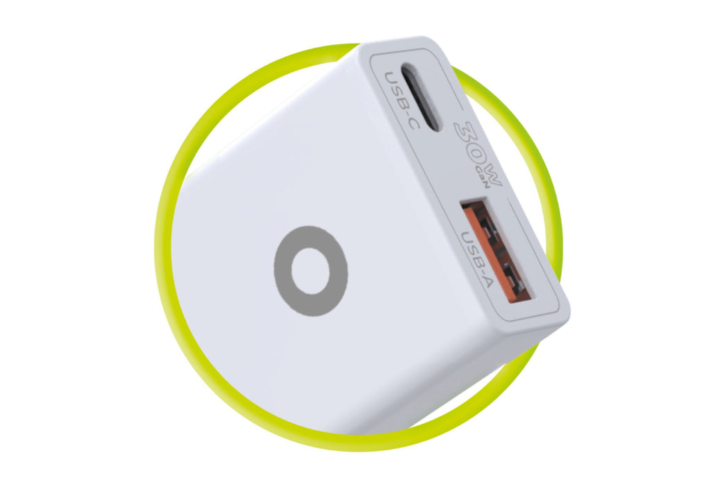 GaN 30W Slim Charger TÜV MO16 - USB-A + USB-C