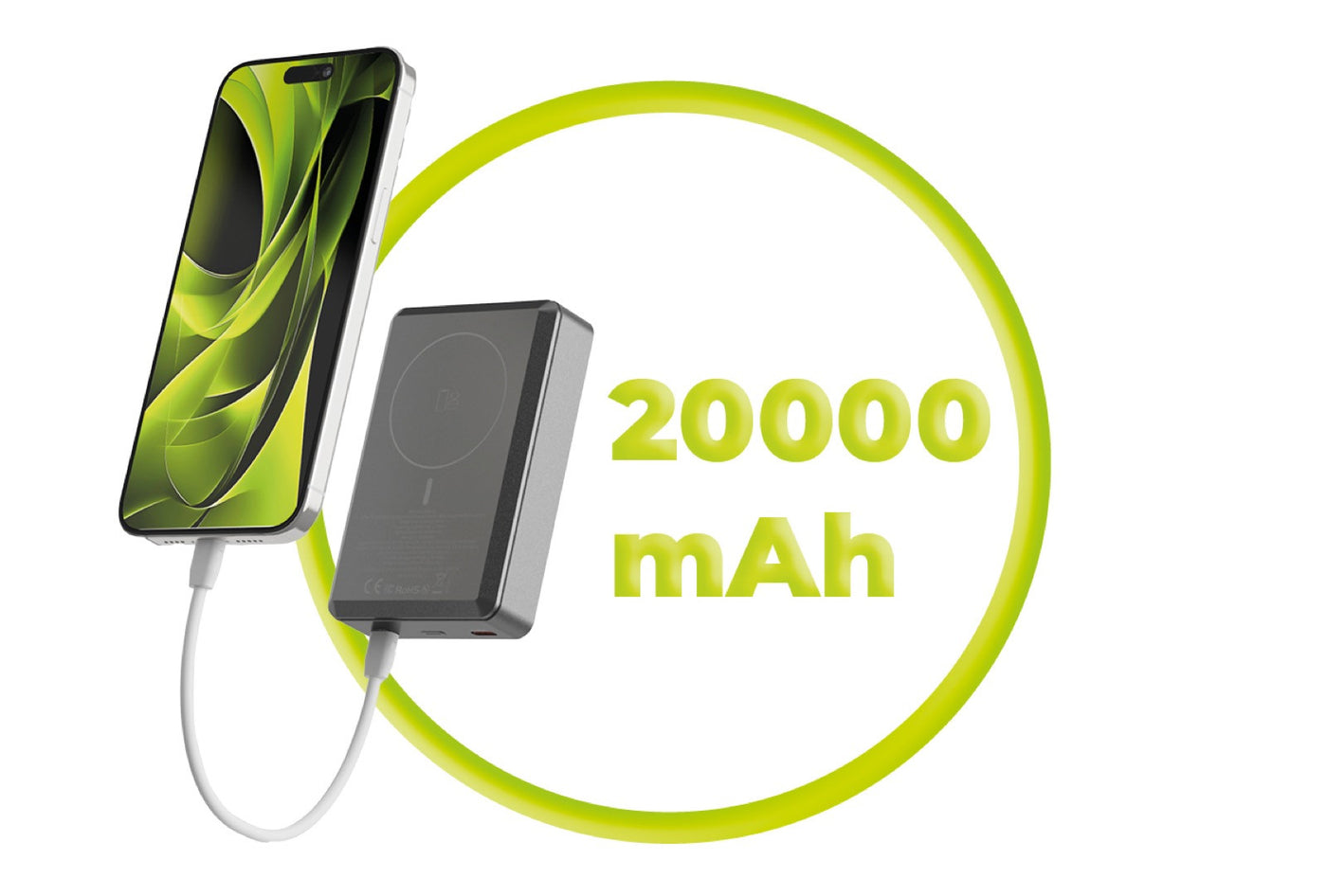 Wireless Magnetic Power Bank 3-in-1 MagSafe with Display PB14, 20000mAh, 30W, Gray