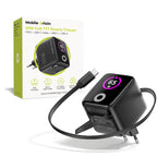 GaN Wall Charger with Display 65W PW3 with USB-C Retractable Cable + USB-C + USB-A