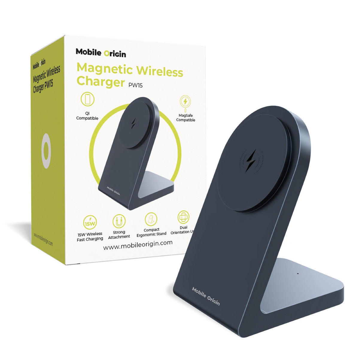 Wireless Charger Magnetic MagSafe PW15, 15W, Black