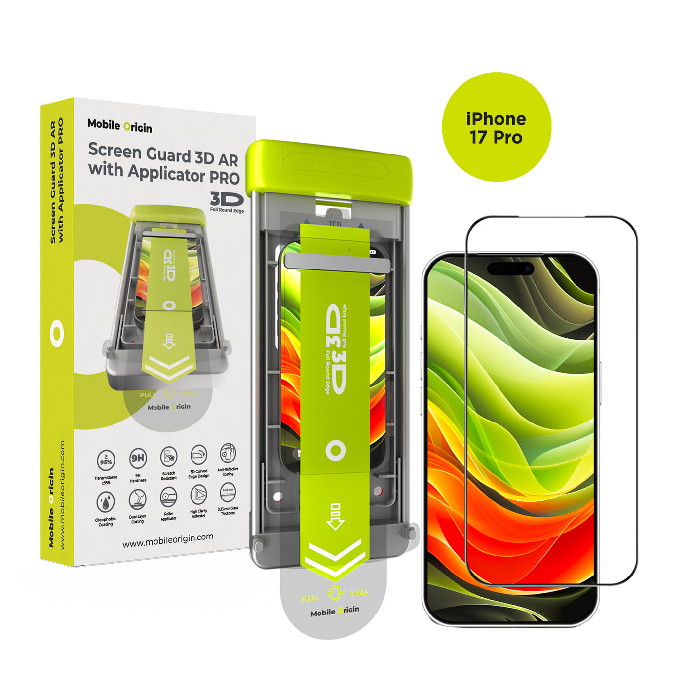 Screen Protector 3D AR with Applicator PRO, for iPhone 17 Pro 