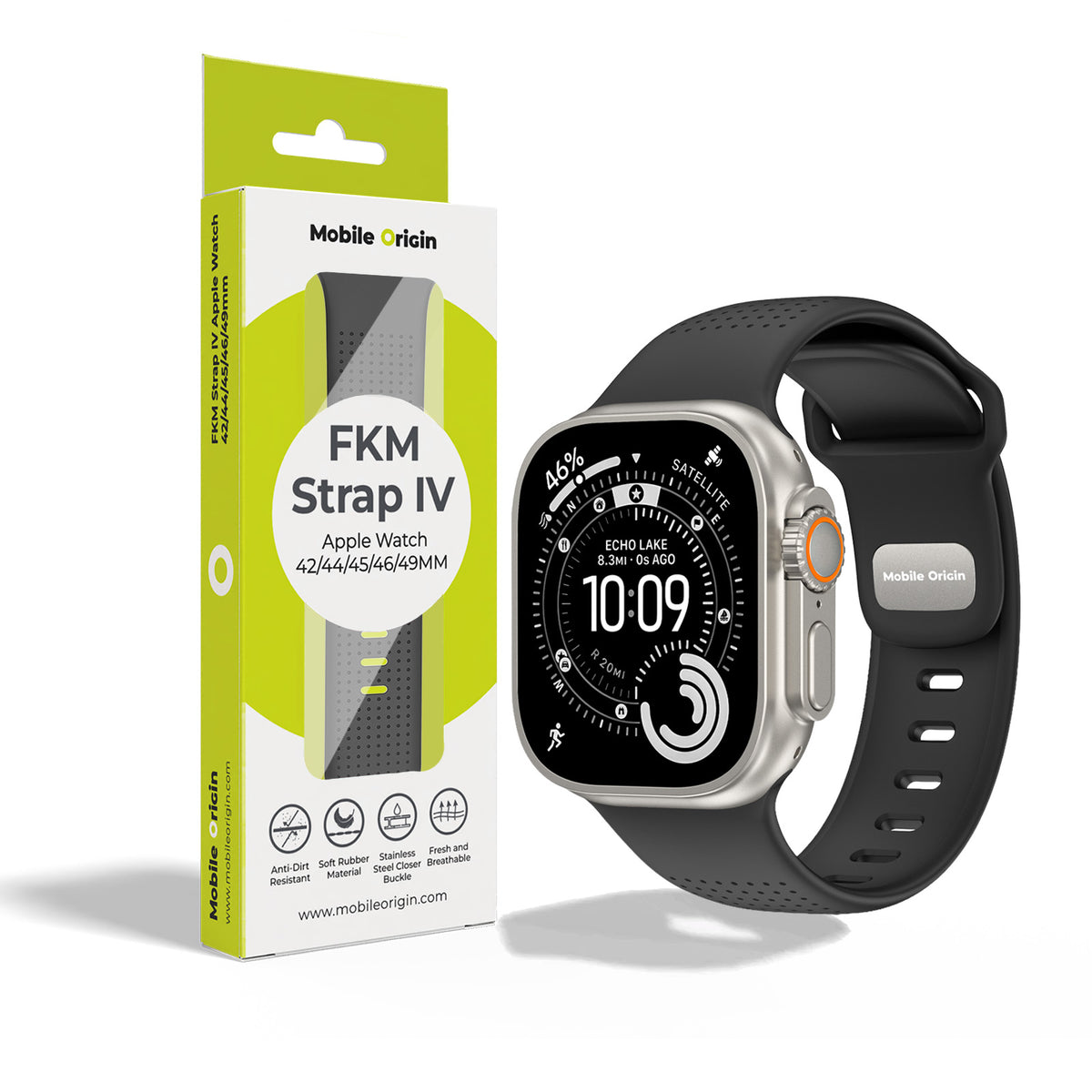 FKM remienok IV pre Apple Watch 42/44/45/46/49mm, Čierna