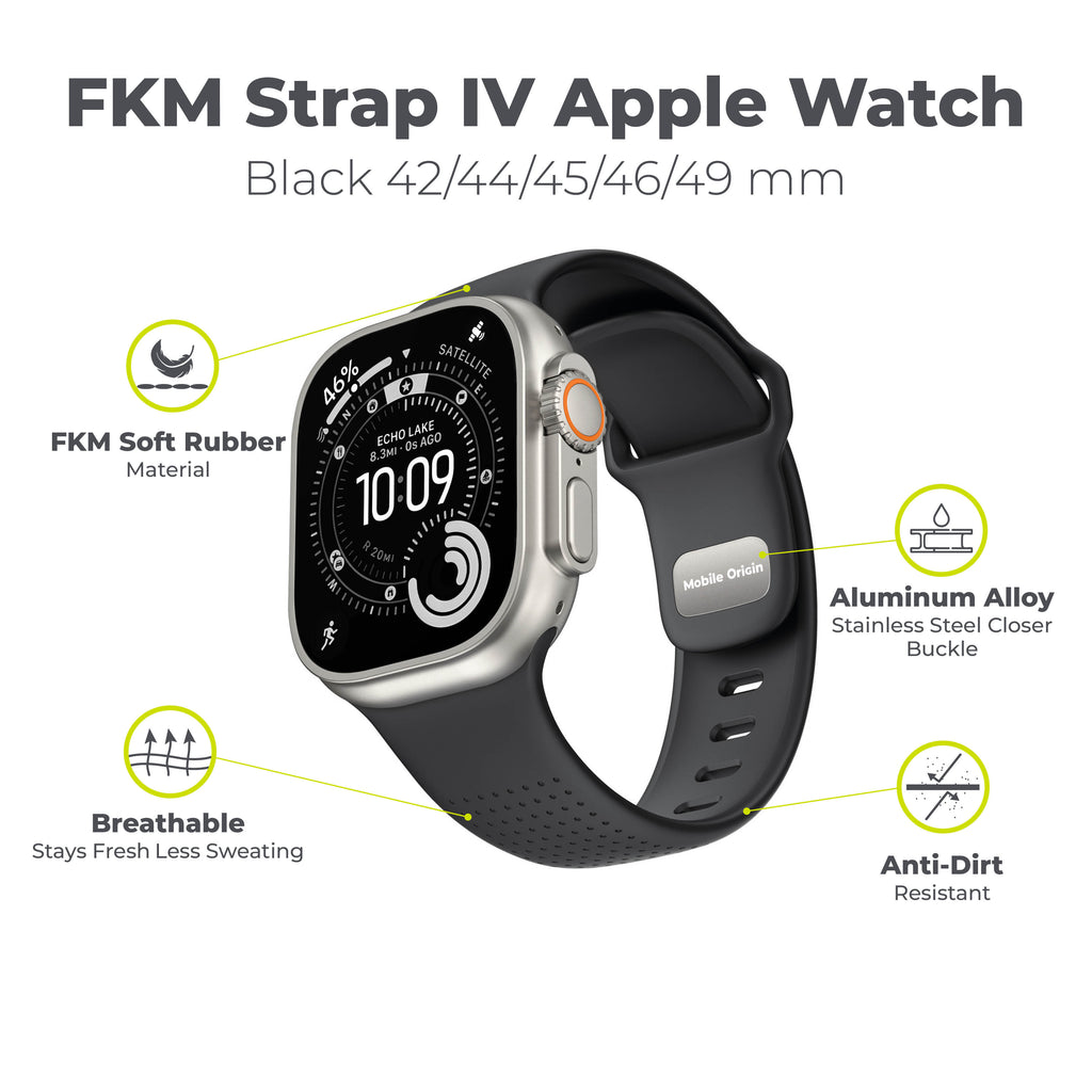 FKM remienok IV pre Apple Watch 42/44/45/46/49mm, Čierna