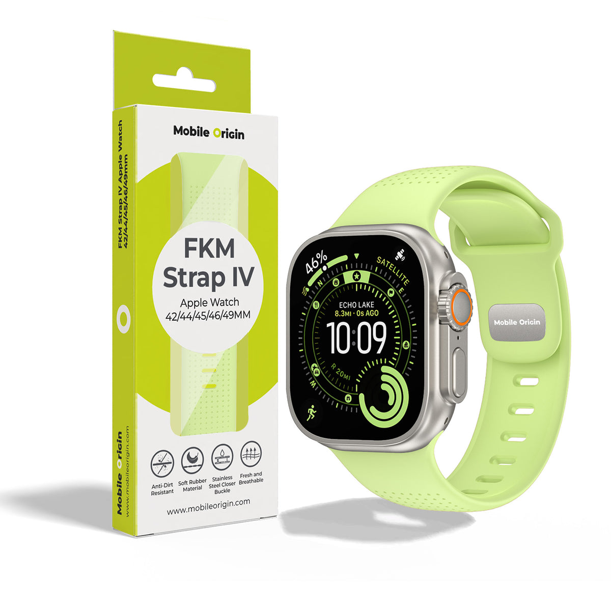FKM řemínek IV pro Apple Watch 42/44/45/46/49mm, Svítící zelená