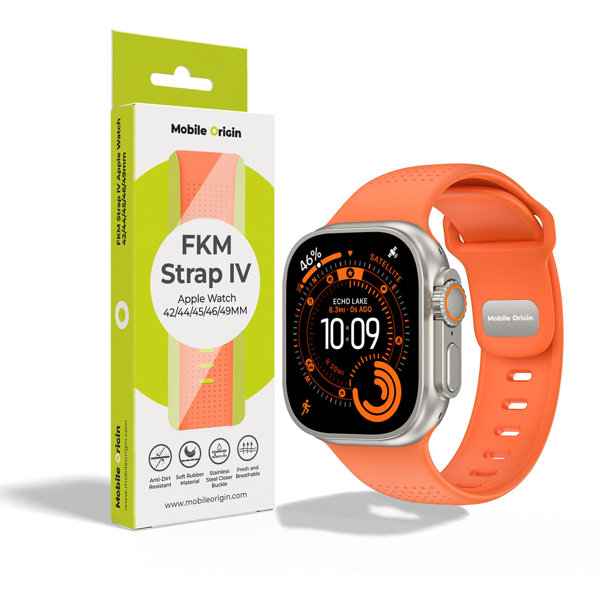 FKM remienok IV pre Apple Watch 42/44/45/46/49mm, Oranžová