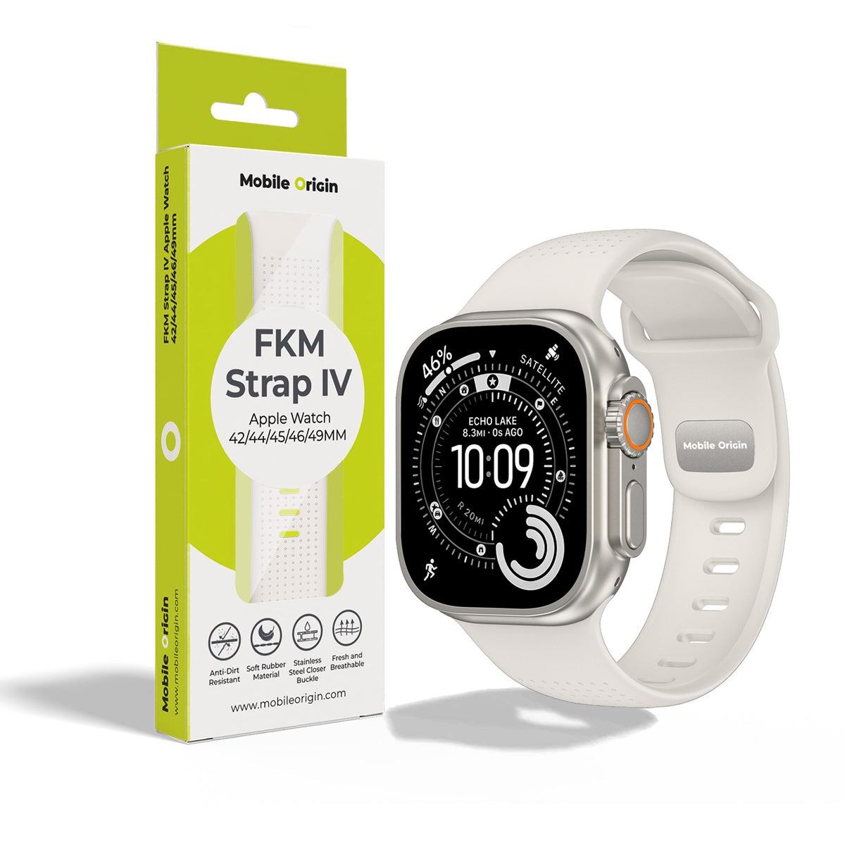 FKM remienok IV pre Apple Watch 42/44/45/46/49mm, Hviezdne biela