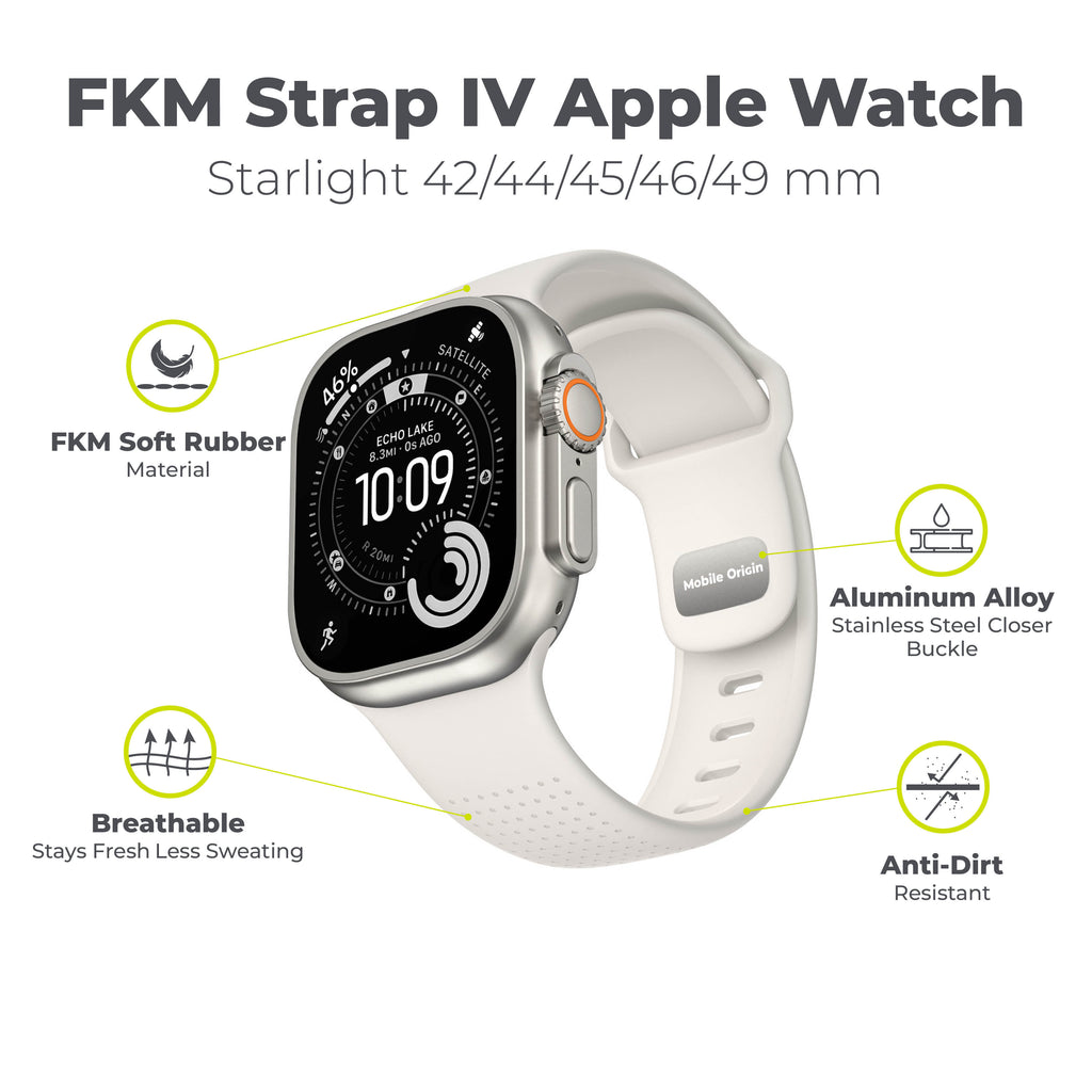 FKM remienok IV pre Apple Watch 42/44/45/46/49mm, Hviezdne biela