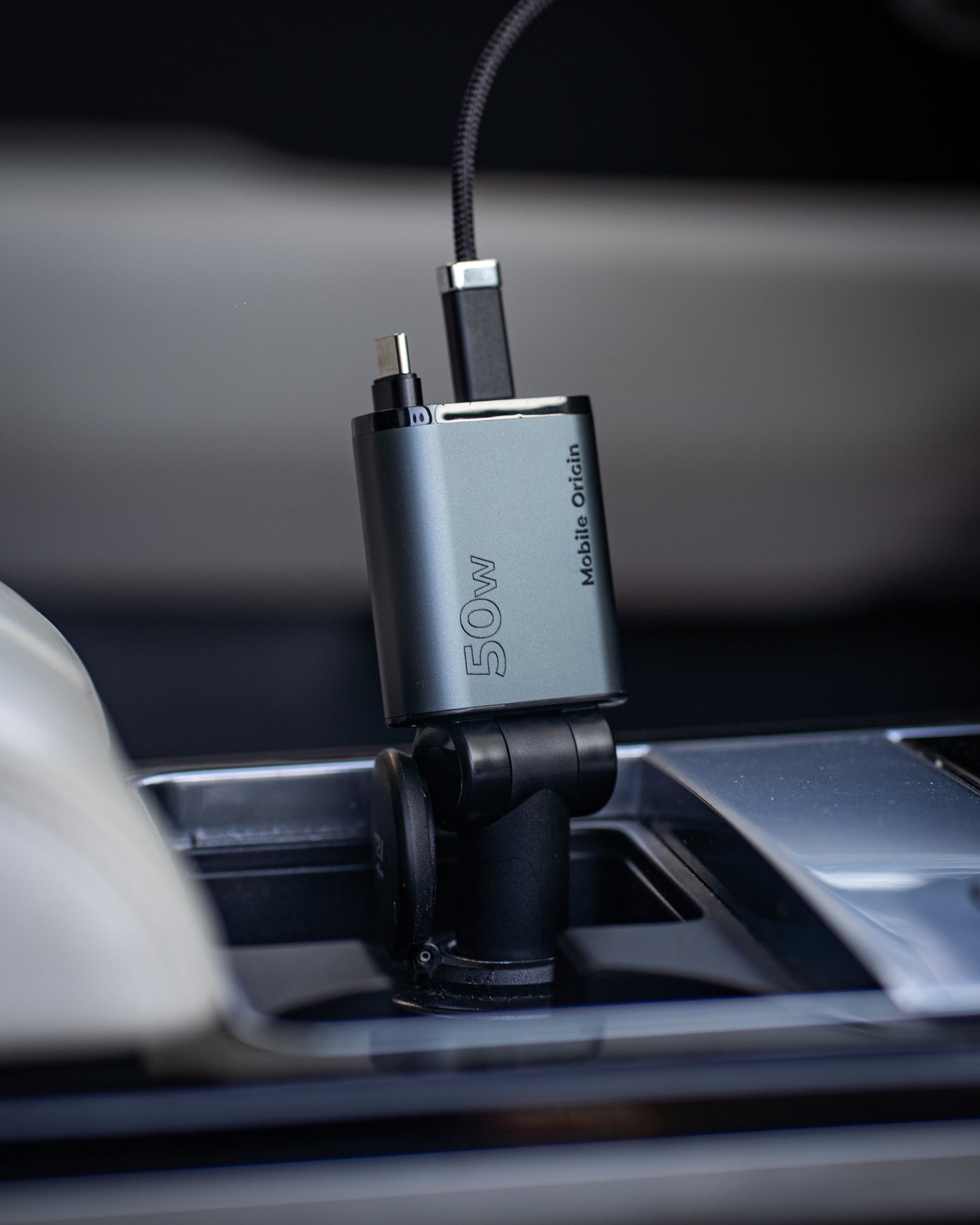 Autonabíječka 3v1 USB-C + USB-A s kabelem USB-C CA27, 50W, Vesmírně šedá