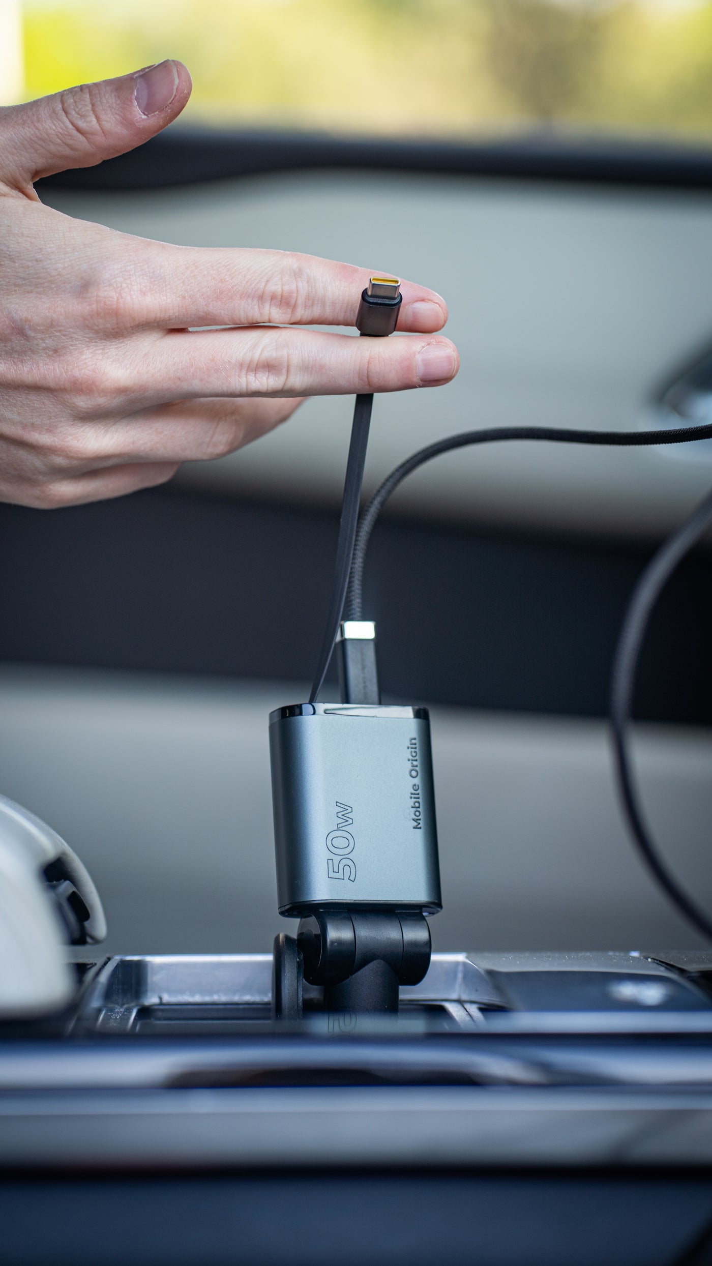 Autonabíječka 3v1 USB-C + USB-A s kabelem USB-C CA27, 50W, Vesmírně šedá