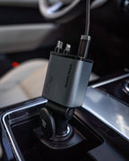 Autonabíječka 4v1, 50W CA28 - USB-C + USB-A, USB-C a Lightning Kabel