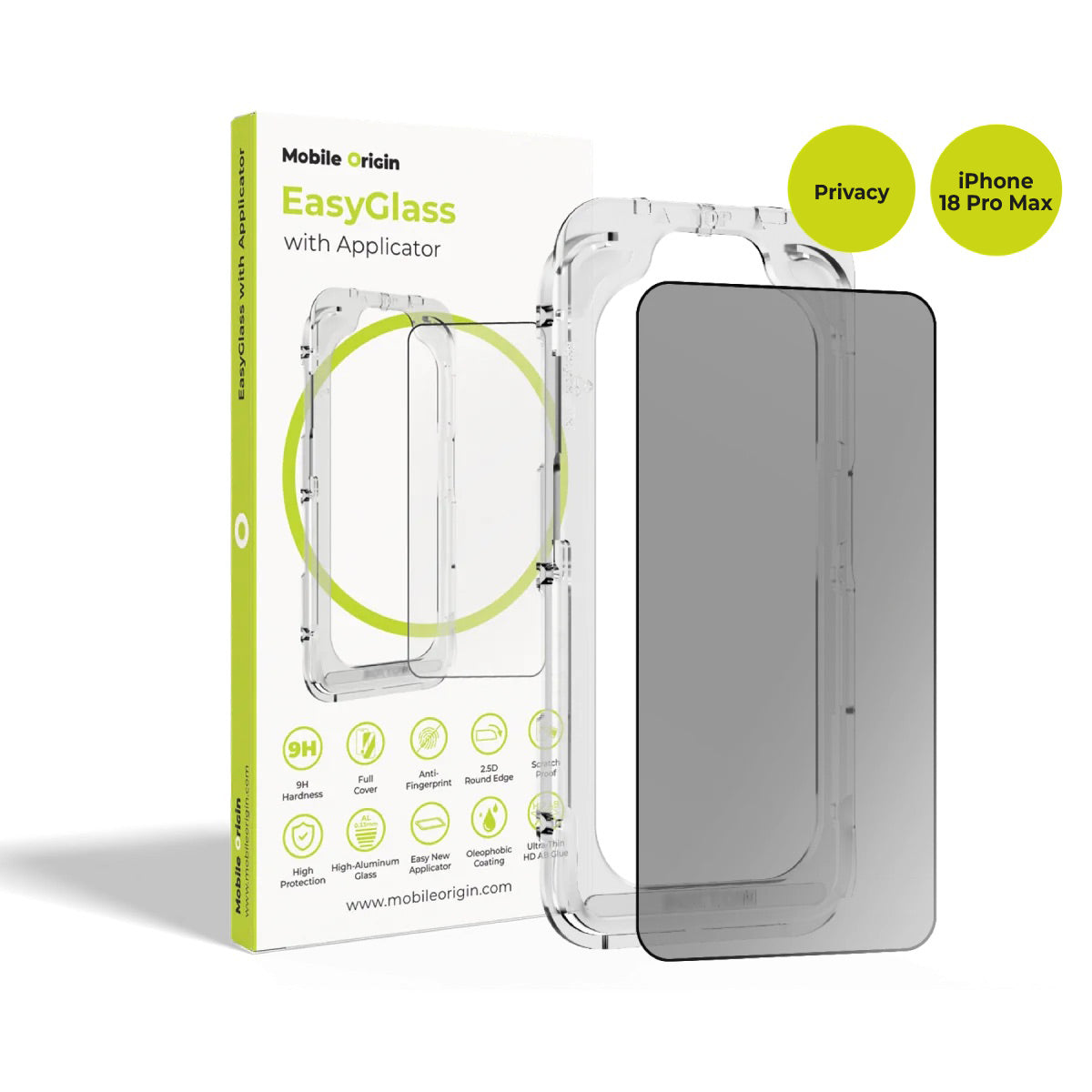 EasyGlass Privacy Screen Protector with Applicator, for iPhone 18 Pro Max