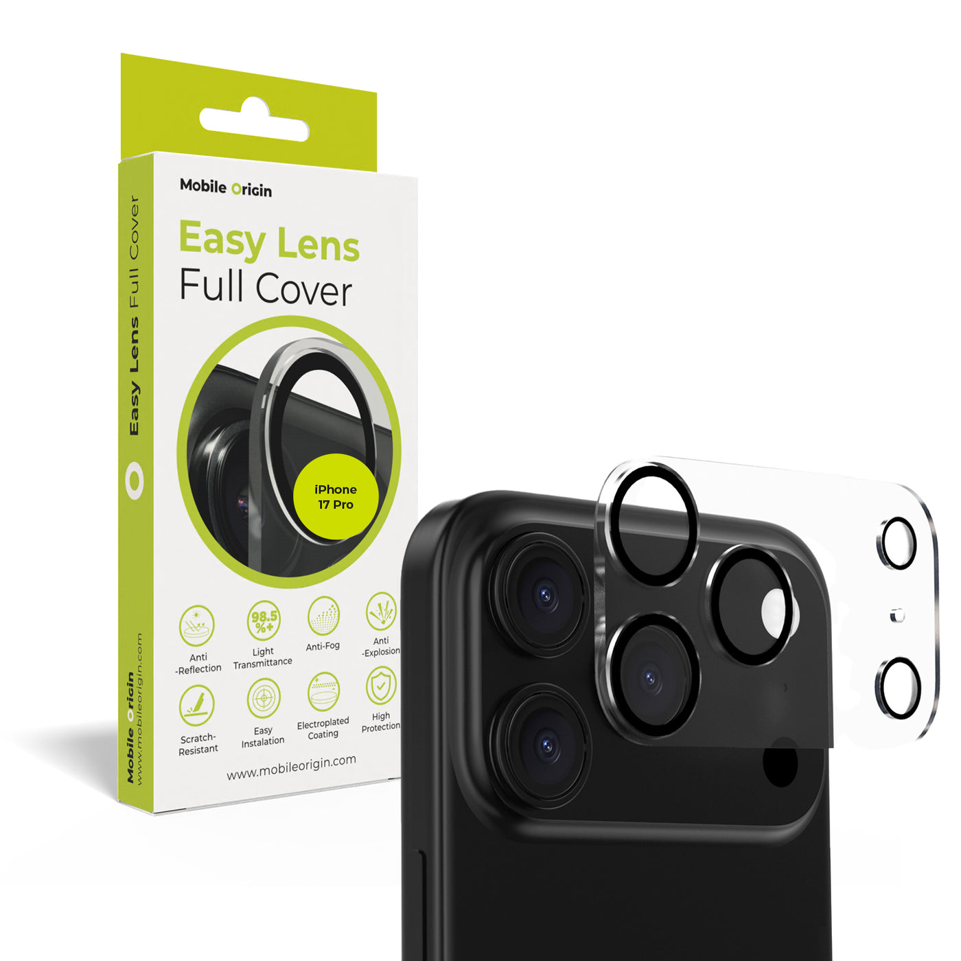 Easy Lens ochrana čoček, celoplošná, pro iPhone 17 Pro, Čirá