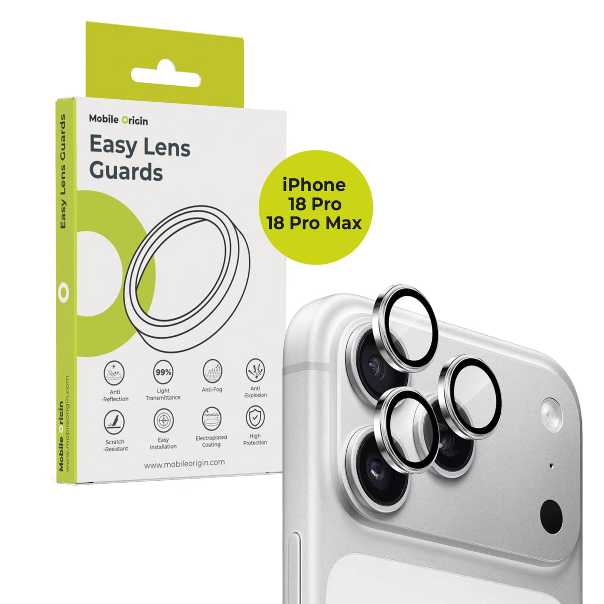 Easy Lens Guard, for iPhone 18 Pro / iPhone 18 Pro Max, Silver