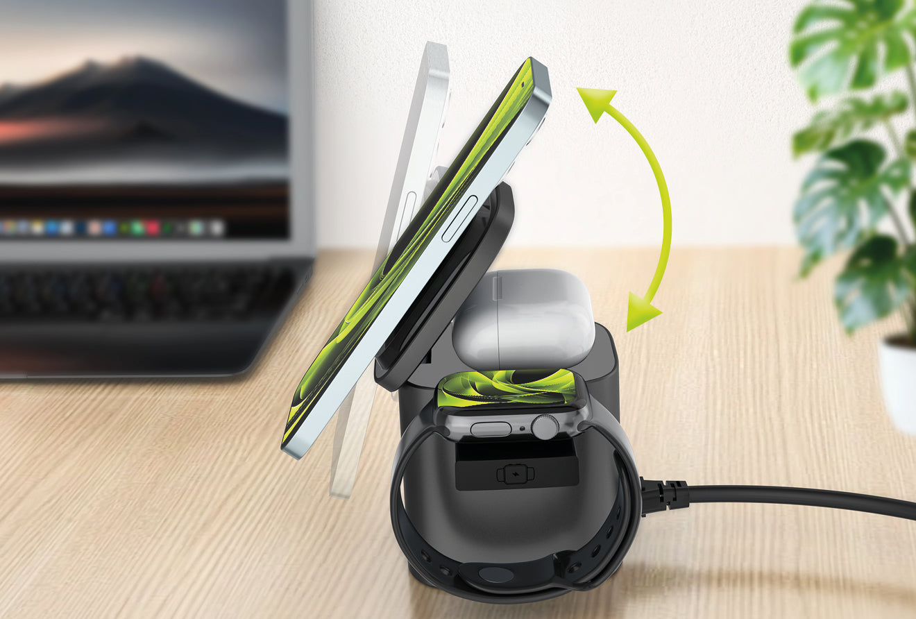 Foldable Charger 6-in-1 MagSafe PW37, 100W, Qi2 25W, Space Gray
