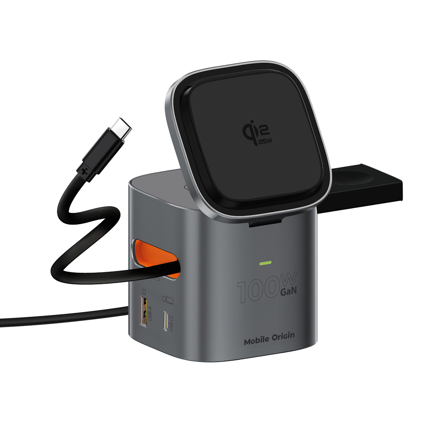Foldable Charger 6-in-1 MagSafe PW37, 100W, Qi2 25W, Space Gray