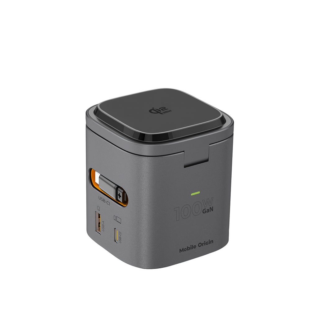Foldable Charger PW37, 6-in-1, 100W with Qi2 25W, compatible with MagSafe