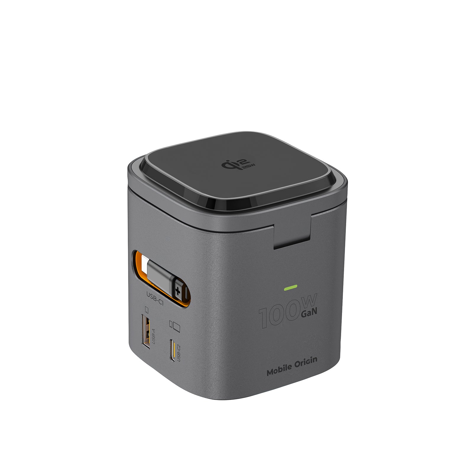 Foldable Charger PW37, 6-in-1, 100W with Qi2 25W, compatible with MagSafe