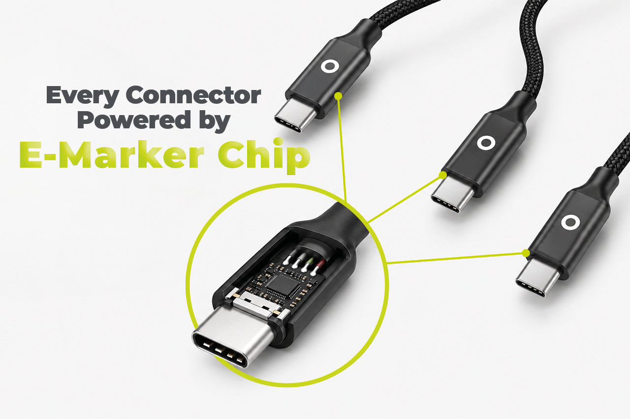 Dvojitý nabíjecí kabel USB-C CB10, 140W, 480 Mb/s, 1,2 m, Černá