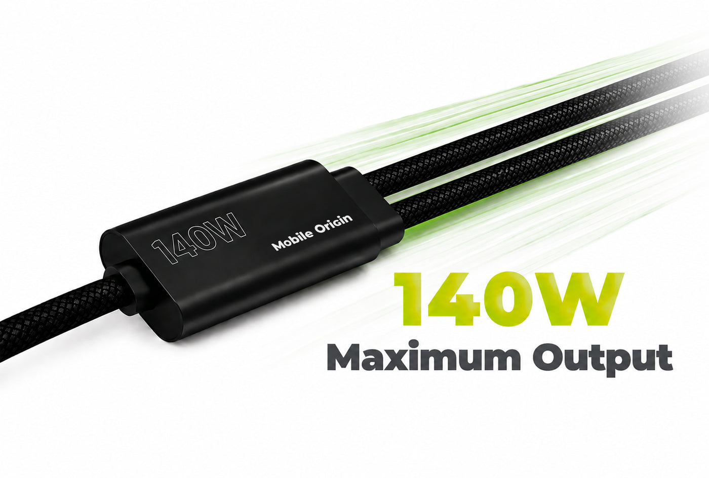 Dvojitý nabíjecí kabel USB-C CB10, 140W, 480 Mb/s, 1,2 m, Černá