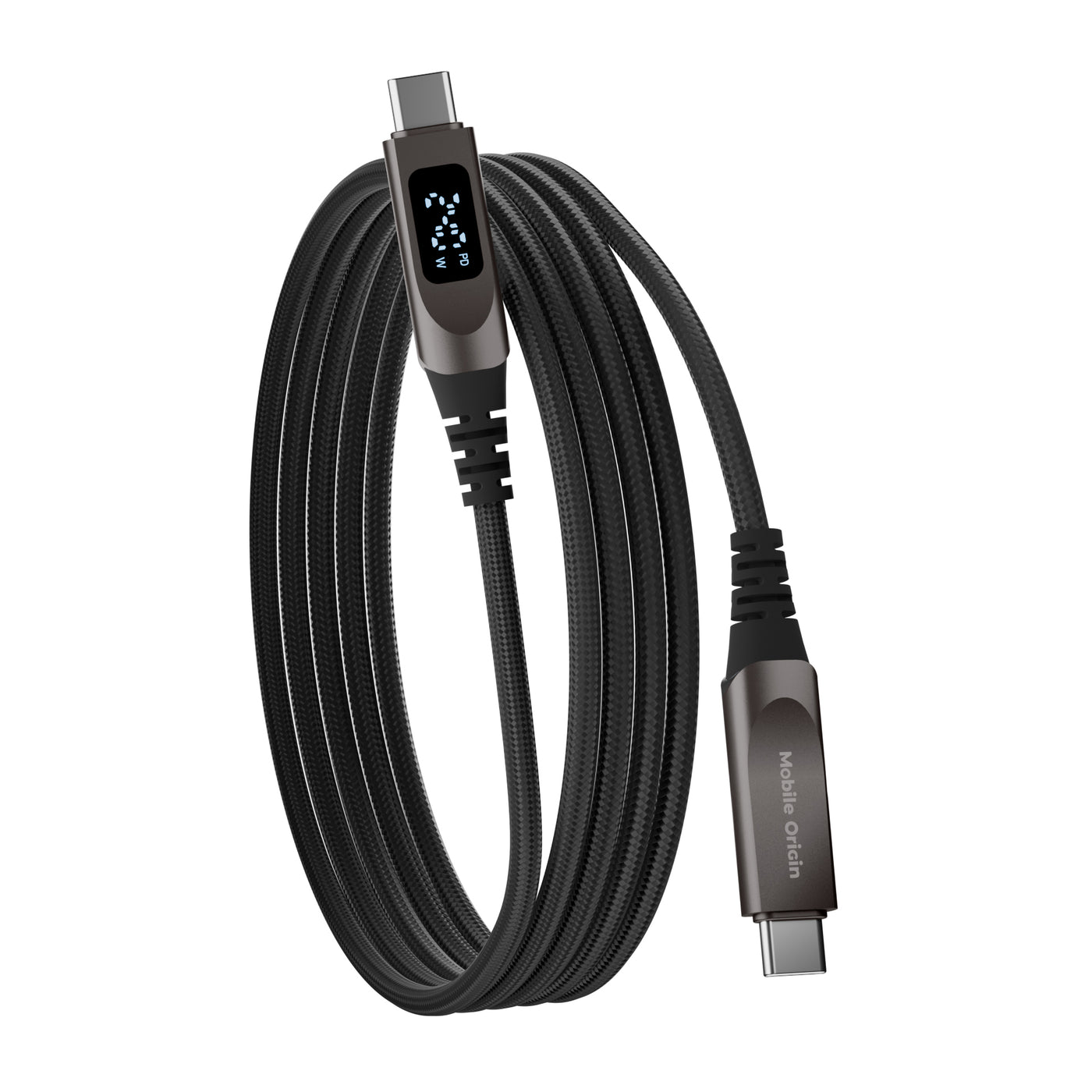 Kabel s displejem USB-C na USB-C CB4, 240W, 480 Mb/s, 1,5 m, Vesmírně šedá