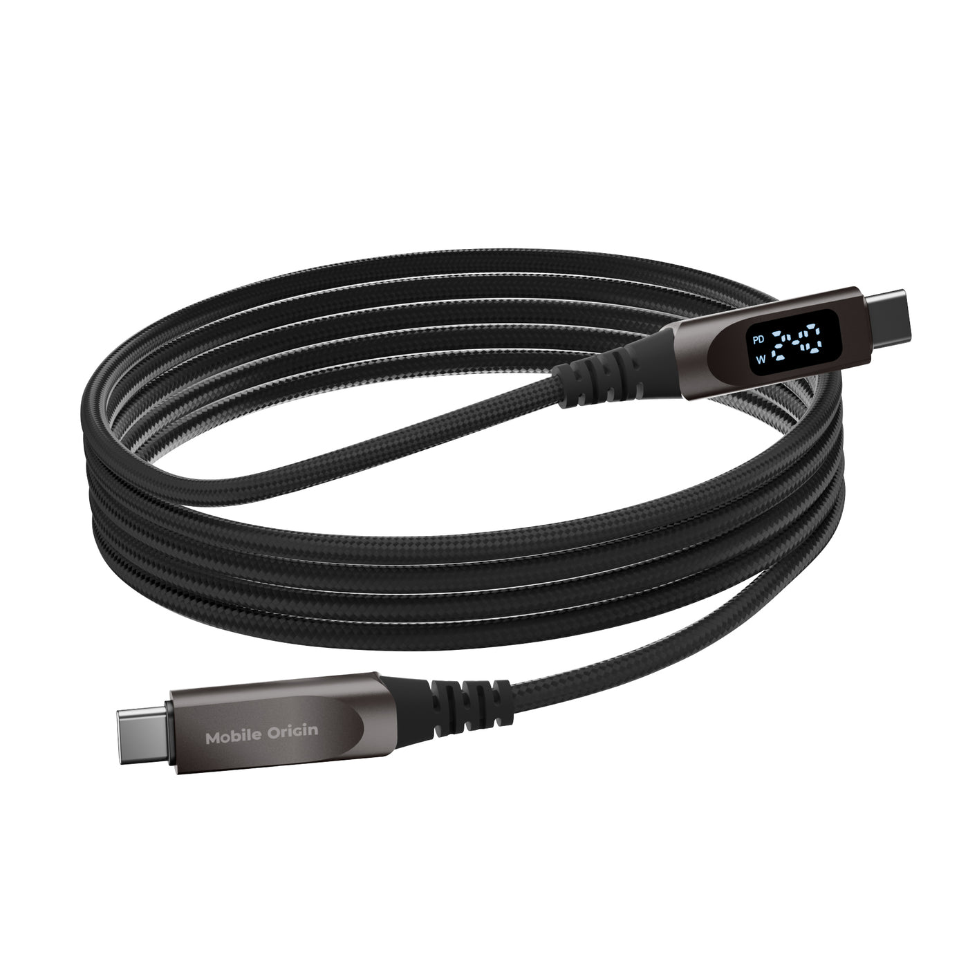 Kabel s displejem USB-C na USB-C CB4, 240W, 480 Mb/s, 1,5 m, Vesmírně šedá