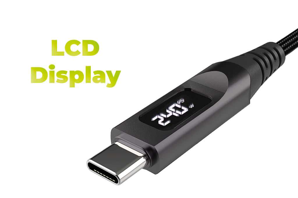 Kabel s displejem CB4 240W, USB-C na USB-C, 1,5 m