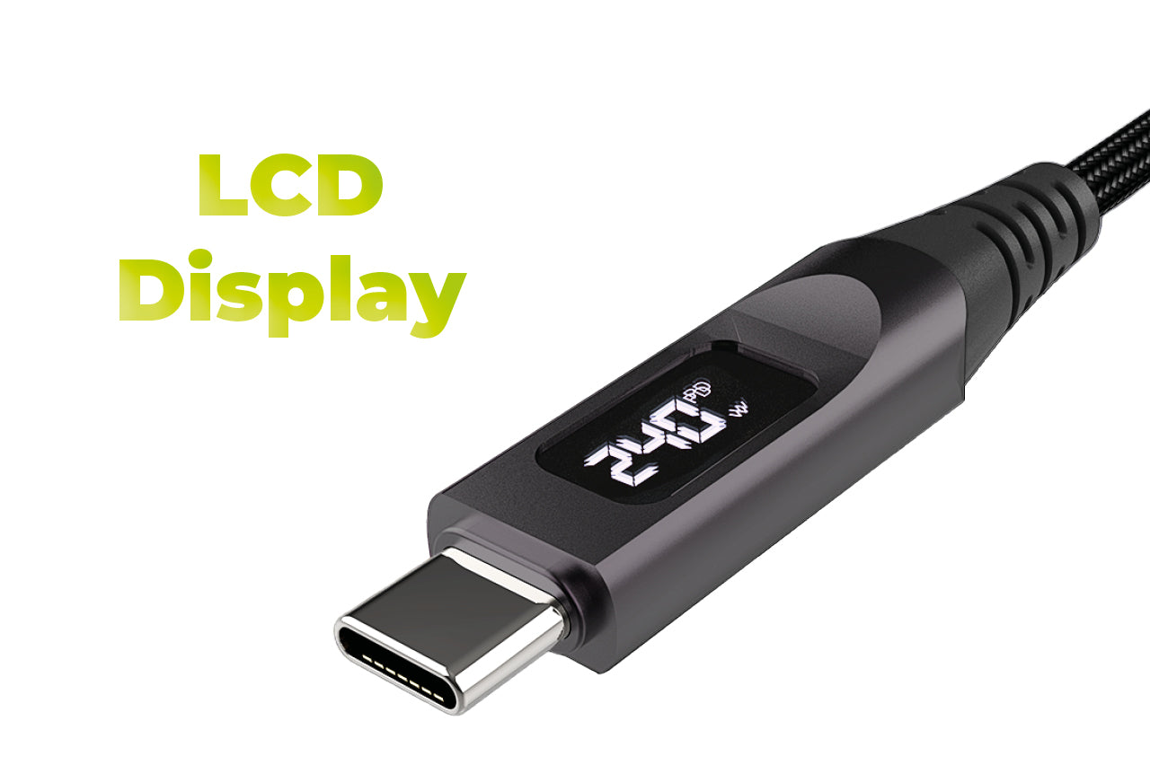 Kabel s displejem USB-C na USB-C CB4, 240W, 480 Mb/s, 1,5 m, Vesmírně šedá