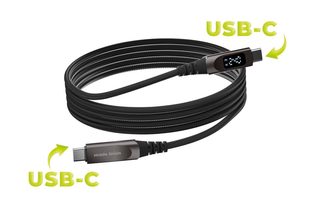 Kabel s displejem CB4 240W, USB-C na USB-C, 1,5 m