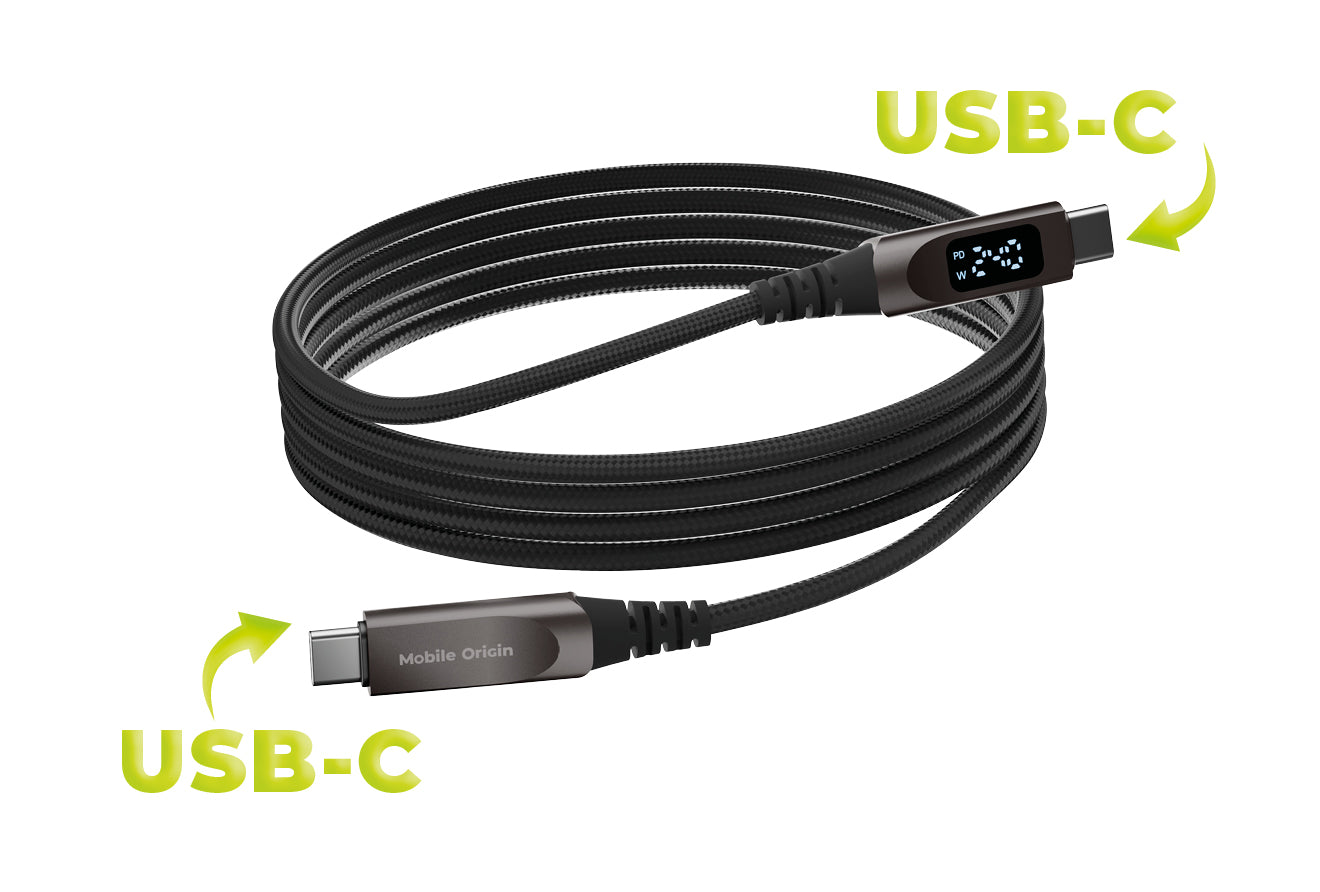 Kabel s displejem USB-C na USB-C CB4, 240W, 480 Mb/s, 1,5 m, Vesmírně šedá