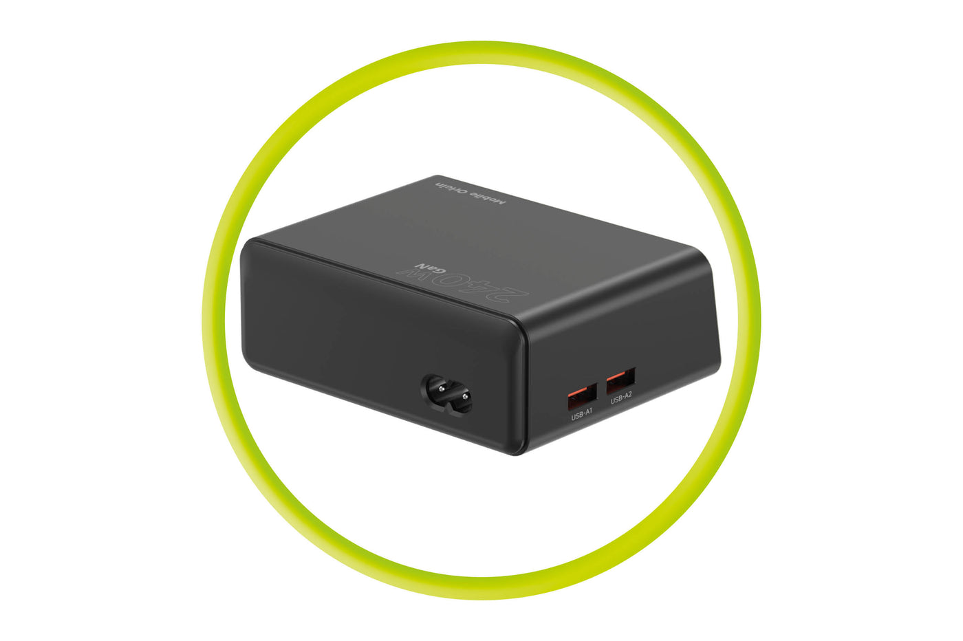 Nabíjecí hub GaN s displejem 4× USB-C + 2× USB-A PW39, 240W, Černá