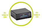 GaN Nabíjecí hub s displejem 240W PW39, 4x USB-C + 2x USB-A