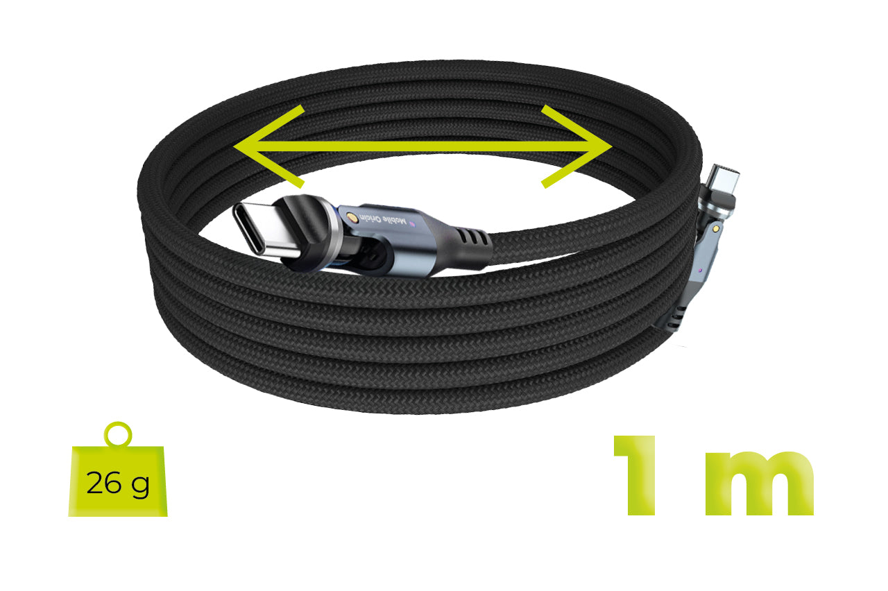 Rotating Cable 540° USB-C to USB-C CB12, 240W, 480 Mb/s, 1m, Black