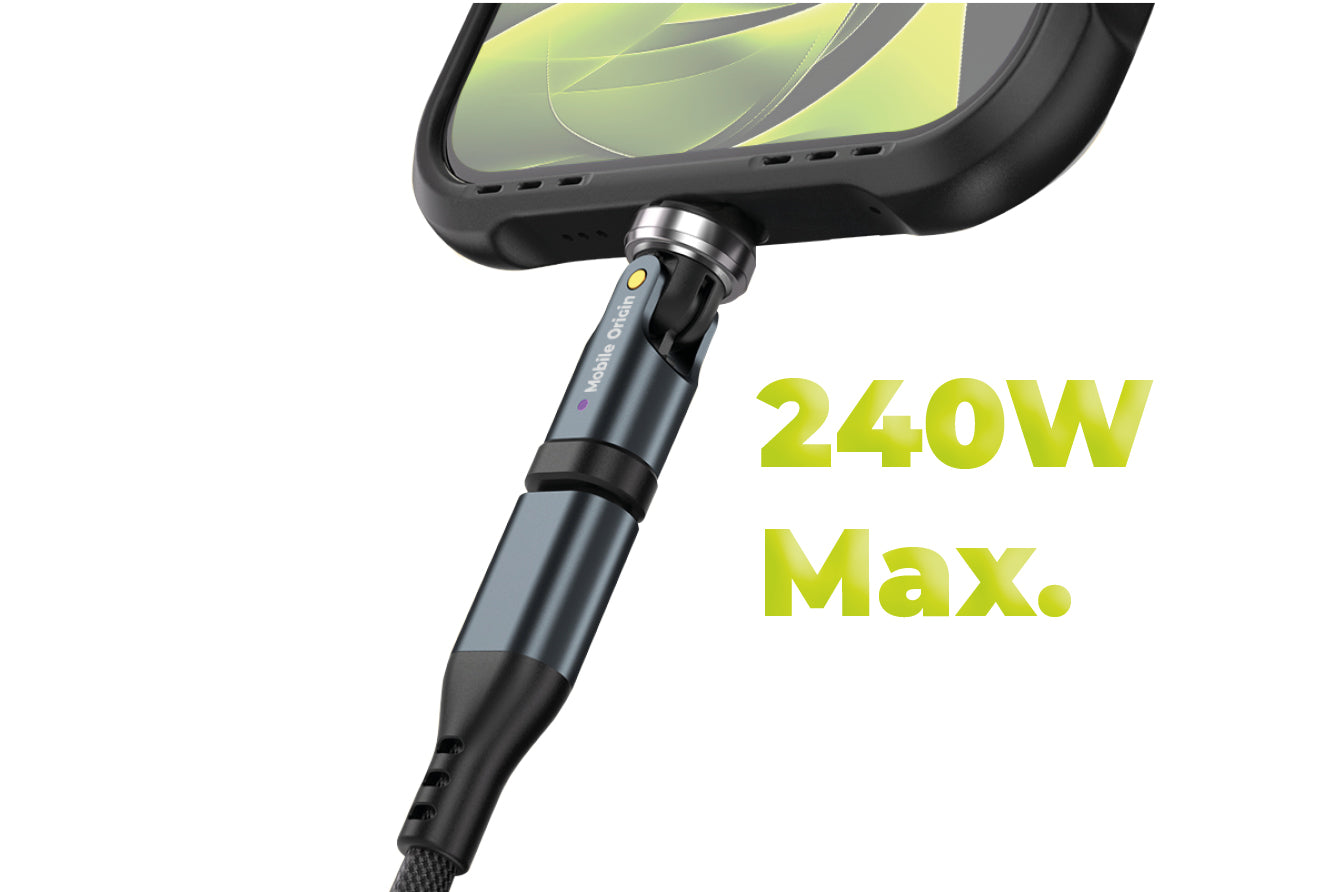 Rotating Adapter 540° USB-C CB13, 240W, 480 Mb/s, Gray
