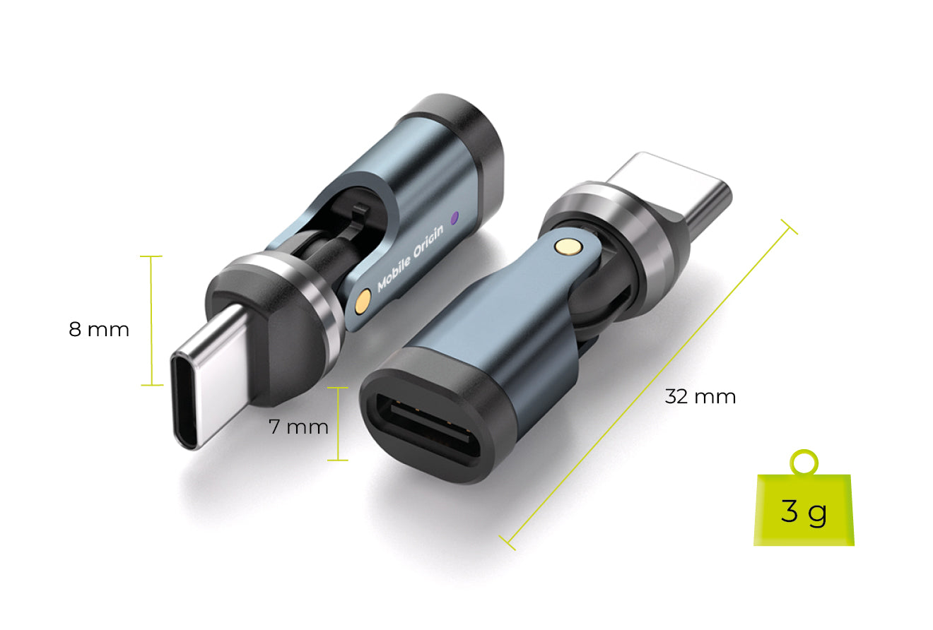 Rotating Adapter 540° USB-C CB13, 240W, 480 Mb/s, Gray