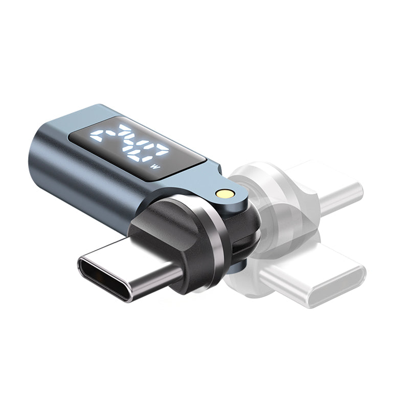 Otočný adaptér s displejem 540° USB-C CB15, 240W, 480 Mb/s, Šedá