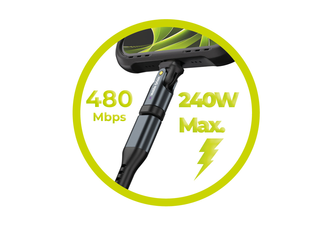 Otočná redukce USB-C na USB-C CB5, 240W, 480 Mb/s, Černá